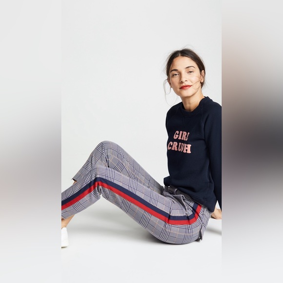 MOTHER The Shaker Prep High Waist Fray Crop Plaid Pants Happy People Read - Picture 5 of 15